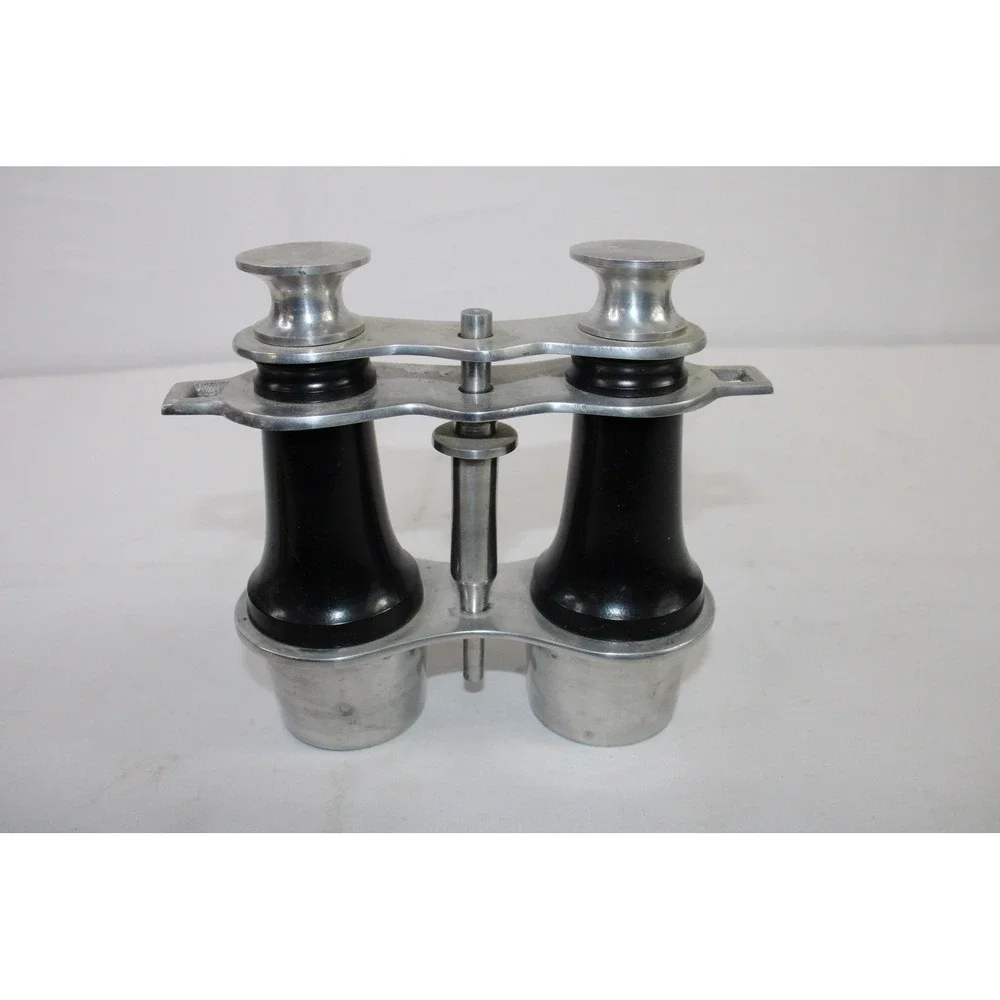 Vintage Art Deco Style Opera Binoculars Silver Black Metal Stand